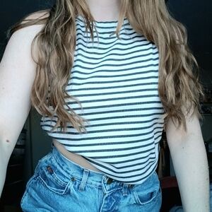 Gilli Black and White Striped Tank Top